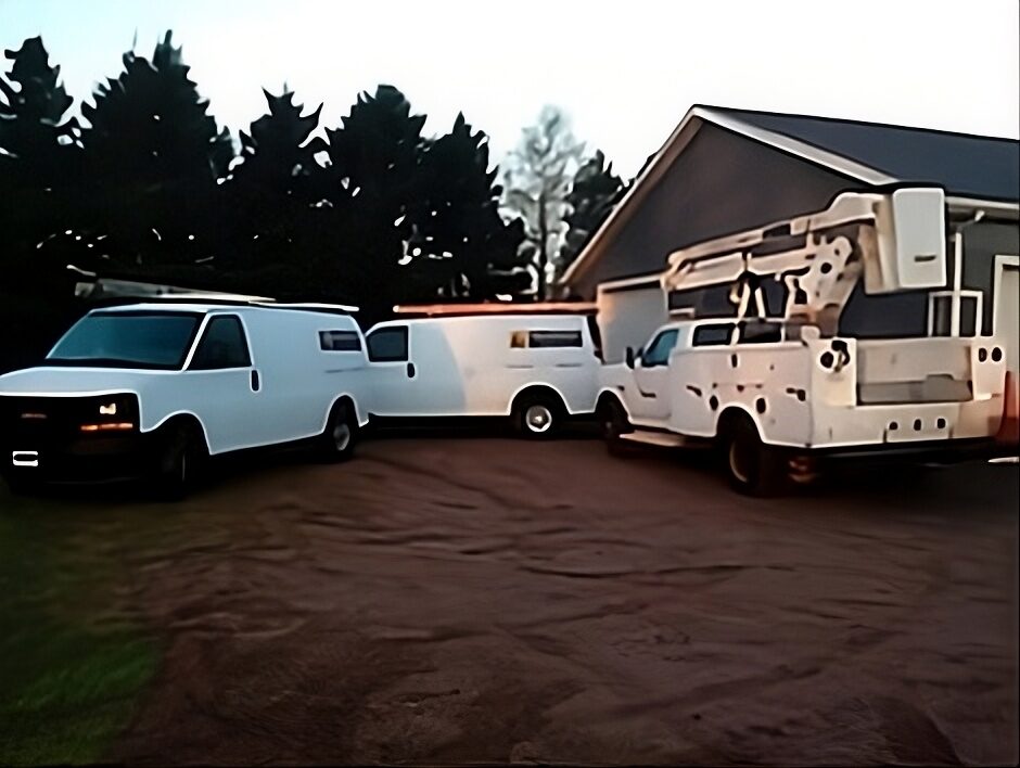 The MacKinnon Electric fleet, including the boom truck